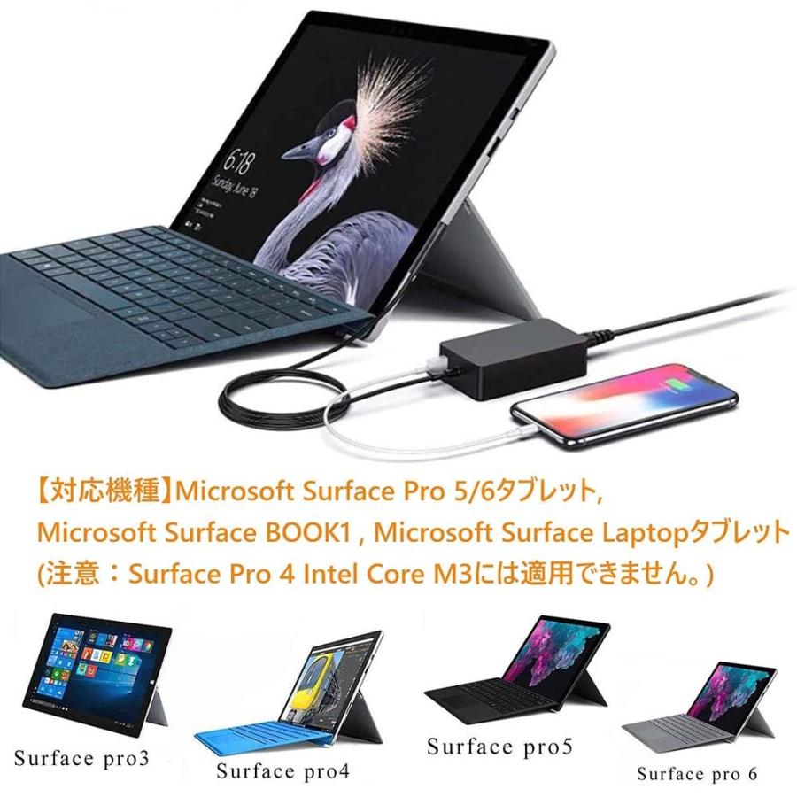 Surface Pro5・Pro 6 マイクロソフト 44W 充電器 15V 2.58A Table