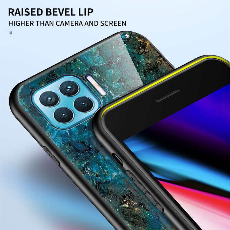 OPPO - 値下げ　OPPO A73 大理石調ケースと保護ガラス付き OPPO A 【送料無料】OPPO A73 大理石調 背面ガラスシェルケース