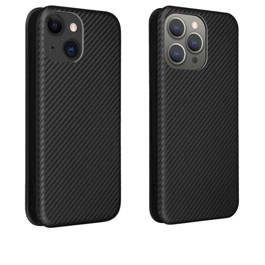 iPhone15 手帳型 薄型 カーボンデザイン 炭素繊維カバー TPU 保護