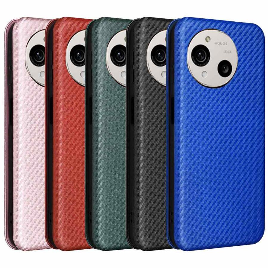 AQUOS R10 SH-51F ケース カバー 手帳型 スマホケース 薄型 カーボン