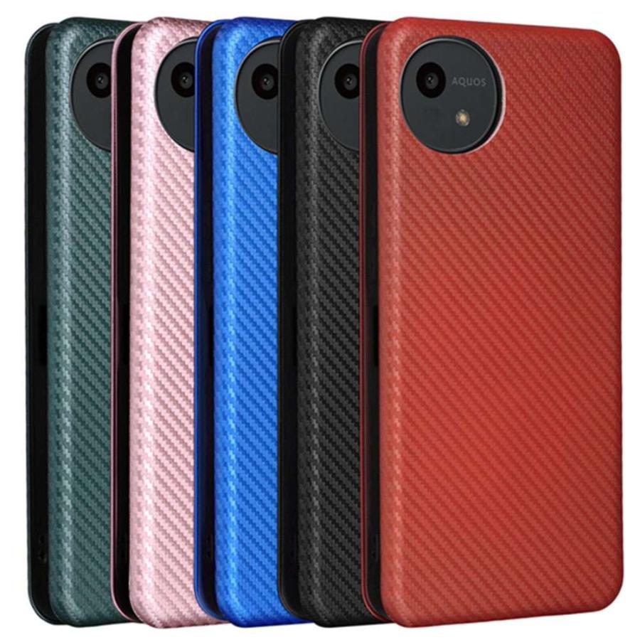 AQUOS wish5 SH-52F 手帳型 スマホケース カバー 薄型 カーボン