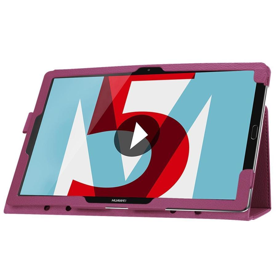HUAWEI MediaPad M5 10.8/MediaPad M5 Pro タブレットケース マグネット開閉式 二つ折カバー 薄型 高品質 PUレザーケース☆パープル｜pcastore｜05