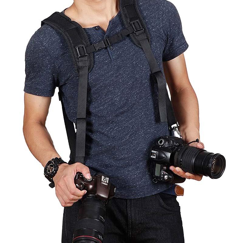 送料無料 ダブルショルダーカメラベルト 調節可能 肩スリングベルト