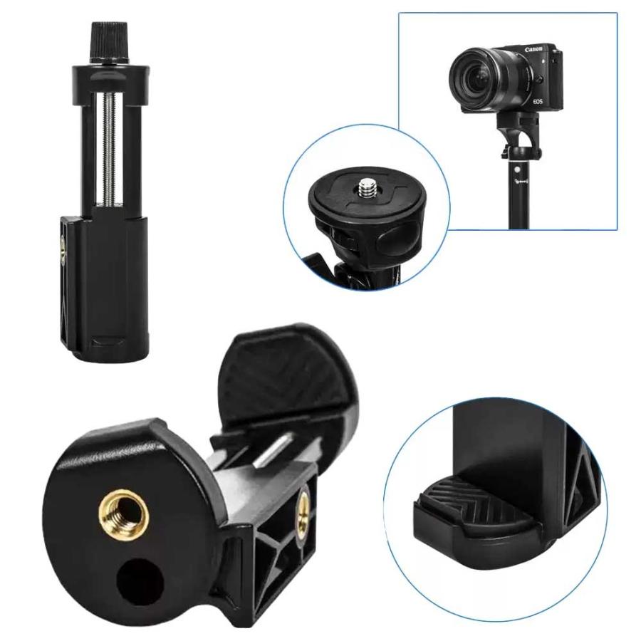 デジカメ スマホ 三脚 1/4カメラネジ セルカ棒 自撮り棒 42〜195cm 五