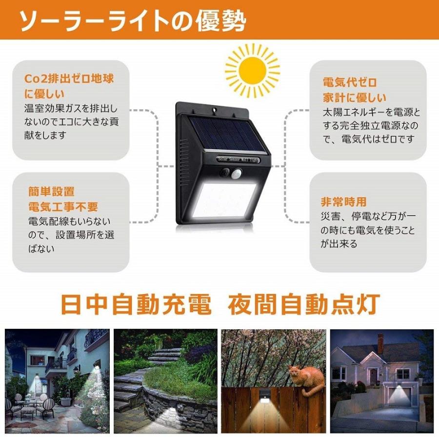 センサーライト 2個セット ソーラーライト 20LED 屋外照明 自動点灯