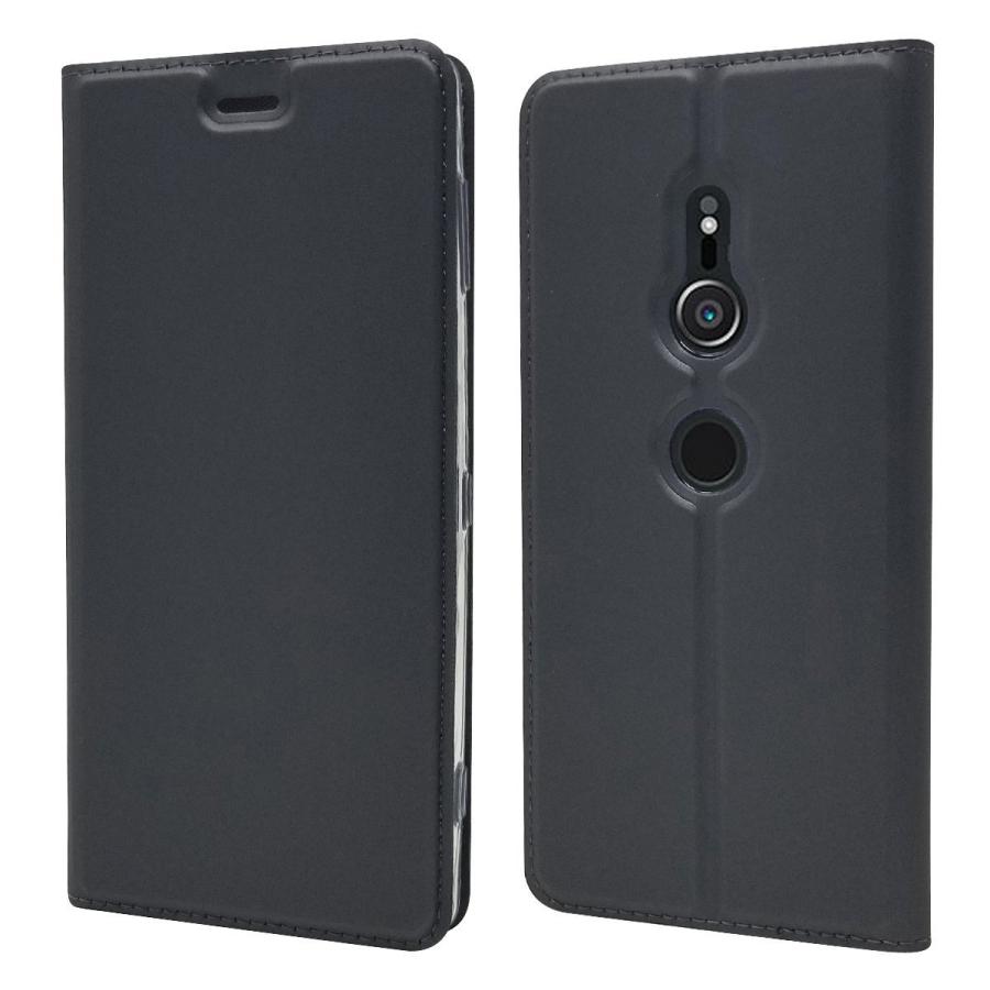 Xperia XZ2 SO-03K / SOV37 手帳型ケース カバー シンプル スマホケース ブラック｜pcastore