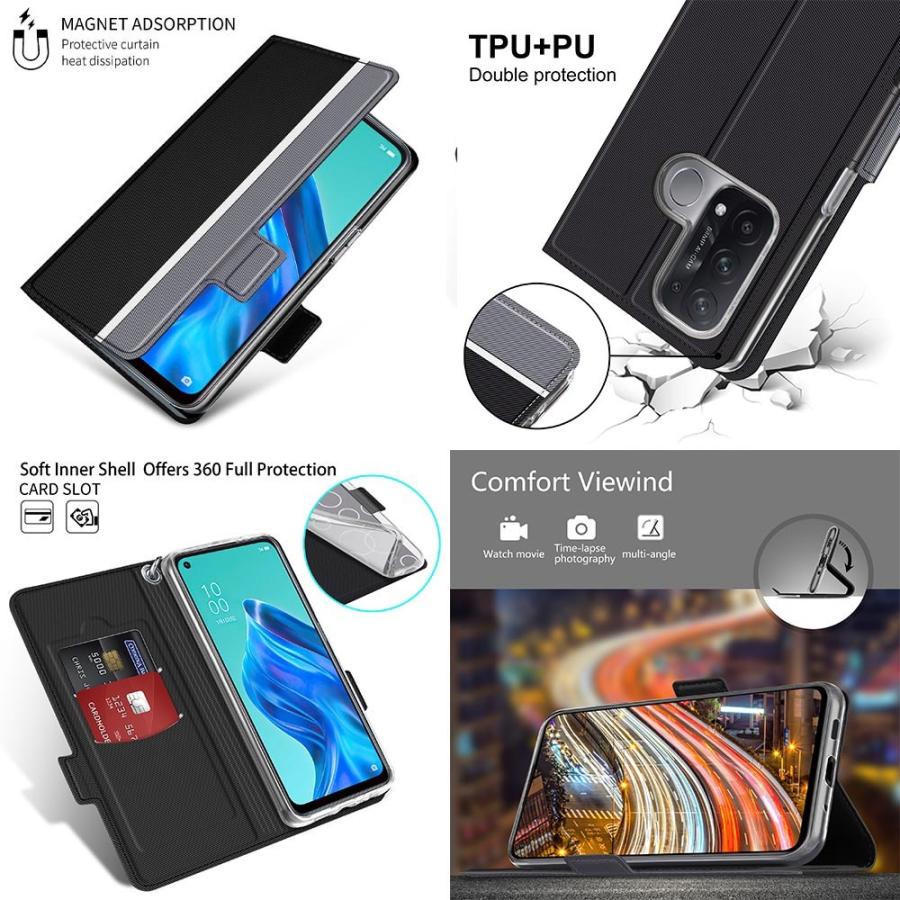 OPPO（オッポ） リノ5 A 手帳型ケース カバー ツートンカラー OPPO