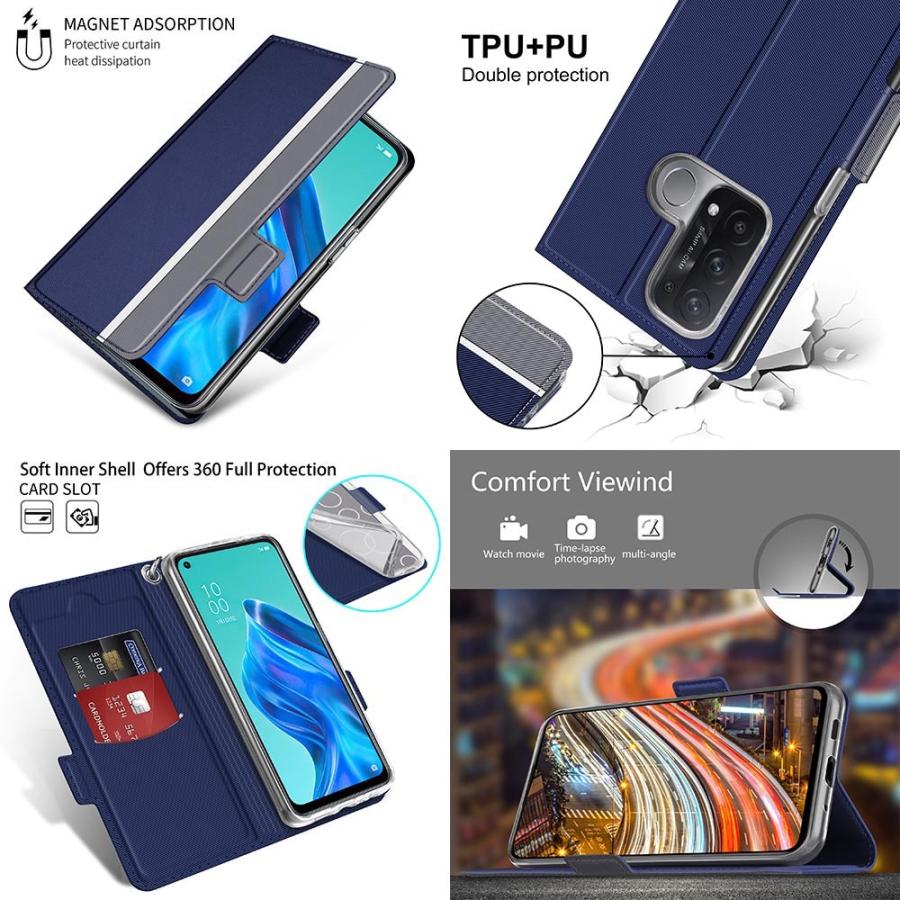 OPPO（オッポ） リノ5 A 手帳型ケース カバー ツートンカラー OPPO