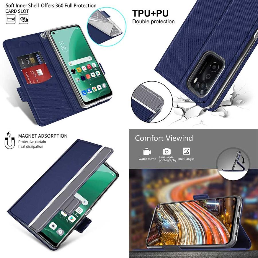 OPPO A A55s 5G オッポ ケース 手帳型 スマホケース ツートンカラー