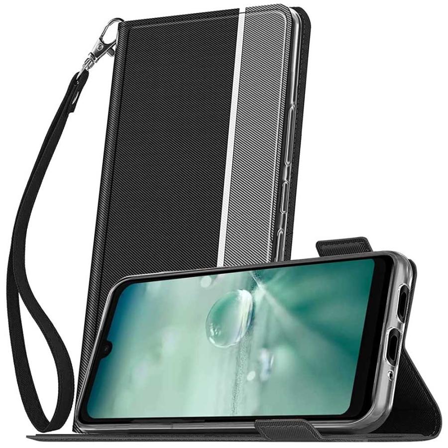 AQUOS Wishスマートフォン本体黒フリップカバーケース付き AQUOS wish / wish2 アクオスウィッシュ 手帳型ケース カバー ツートン