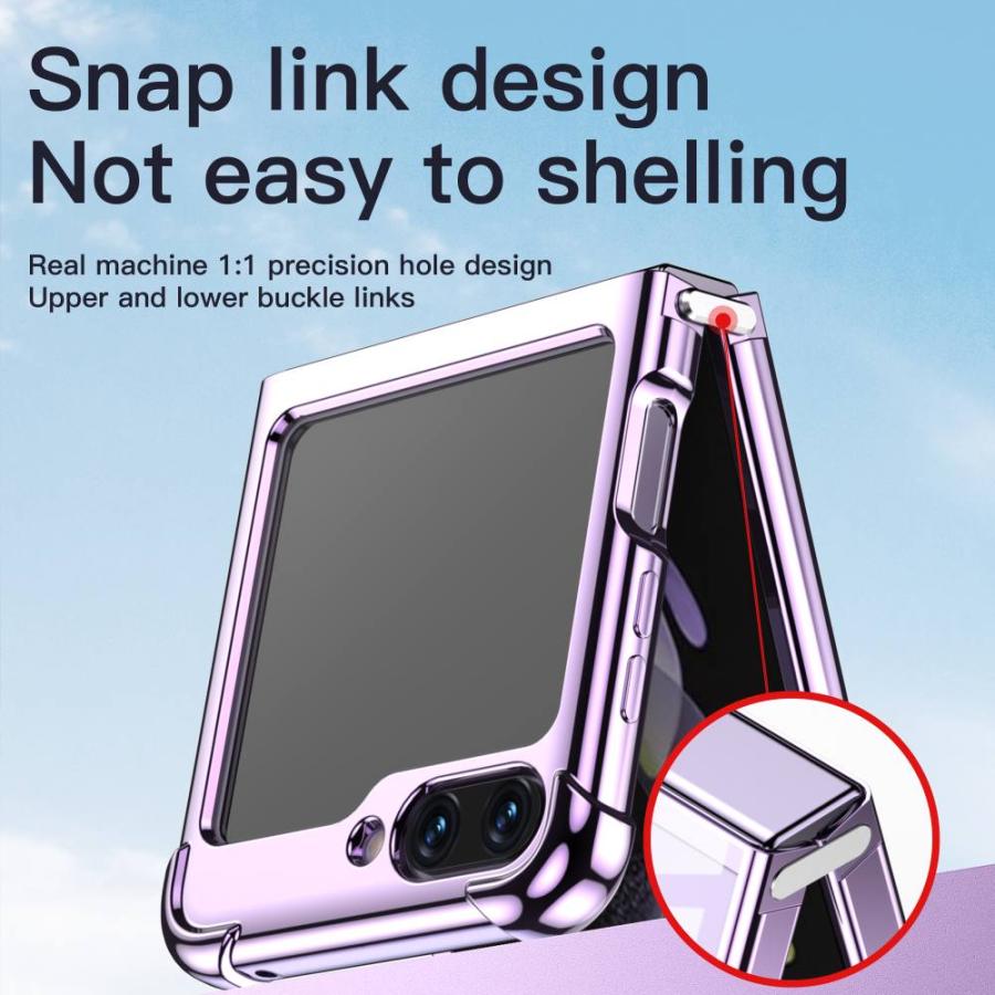 Galaxy Z Flip5 SC-54D SCG23 背面クリア四角保護ケース バネ型ヒンジ