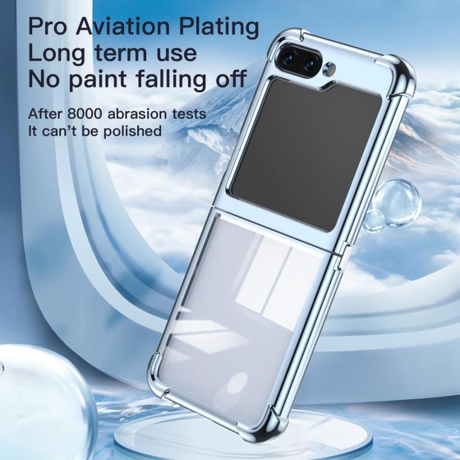 Galaxy Z Flip5 SC-54D SCG23 背面クリア四角保護ケース バネ型ヒンジ