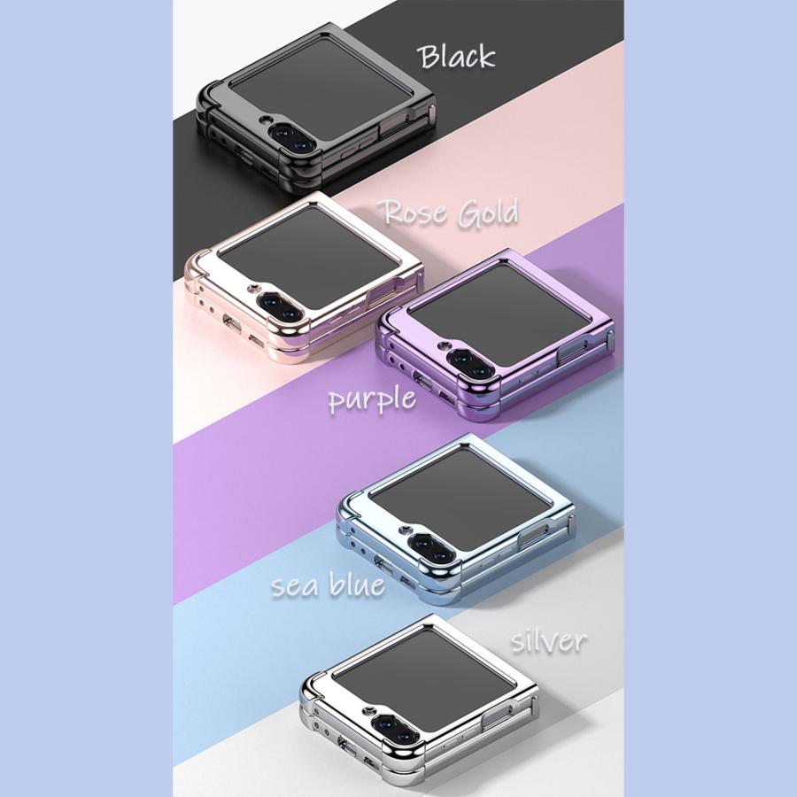Galaxy Z Flip5 SC-54D SCG23 背面クリア四角保護ケース バネ型ヒンジ