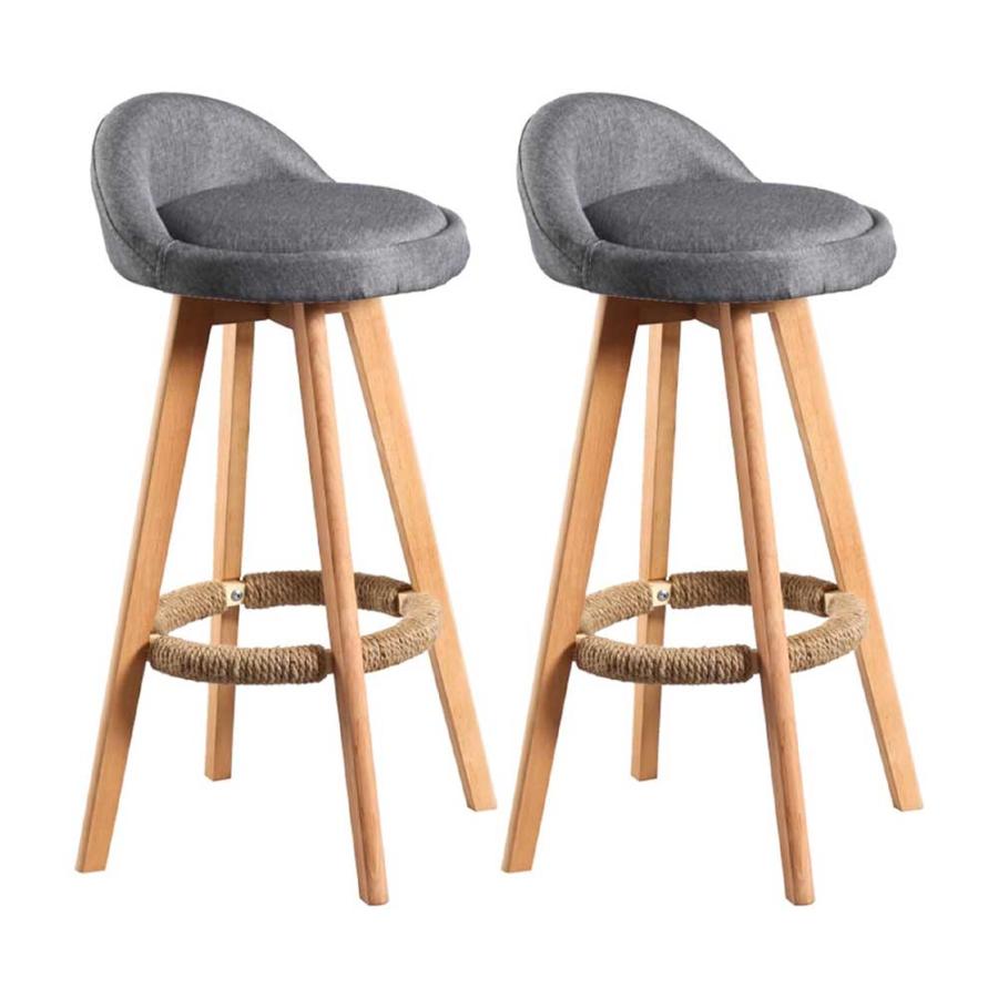 カウンターチェア 83cm（グレー2脚）木製 360度回転 足置き付き 木製 カウンター椅子 座面高さ83cm 送料無料（離島中継料別途 ...