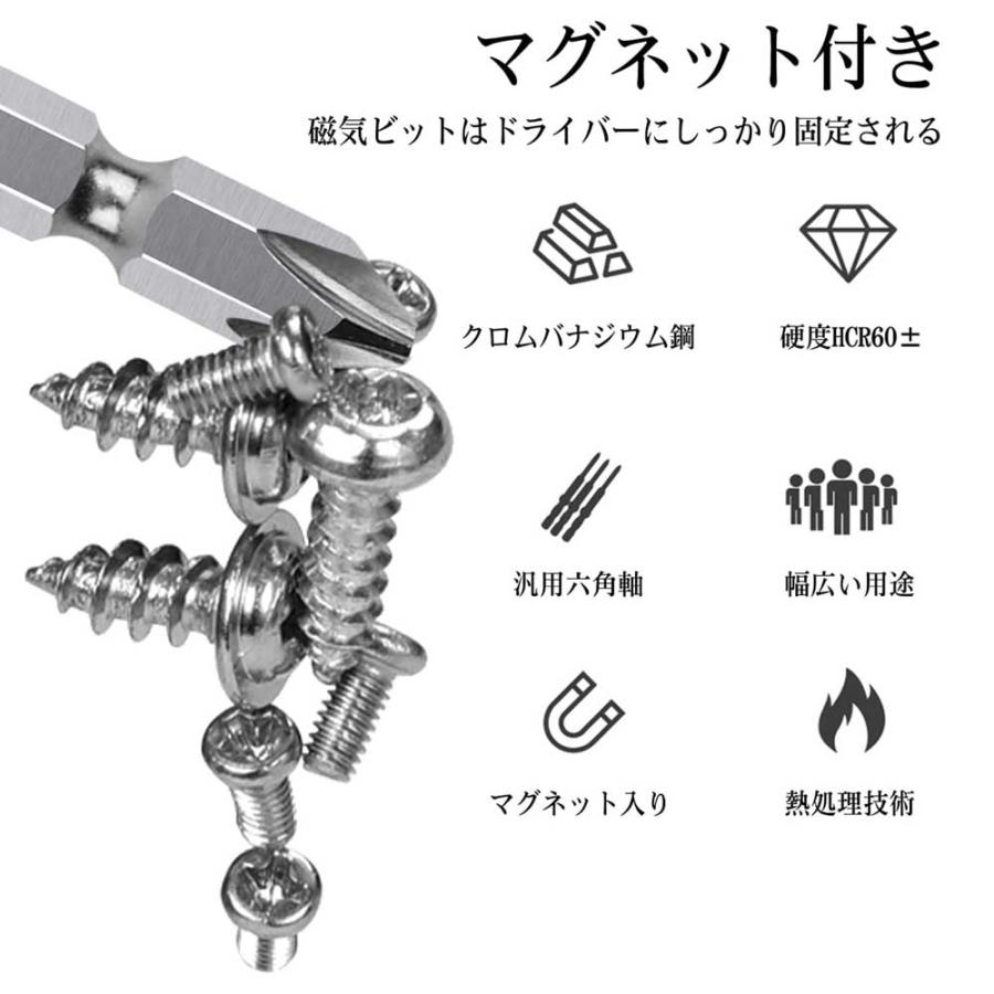 プラスビット ドライバービットセット 5本組 +2×65mm 両頭エックス