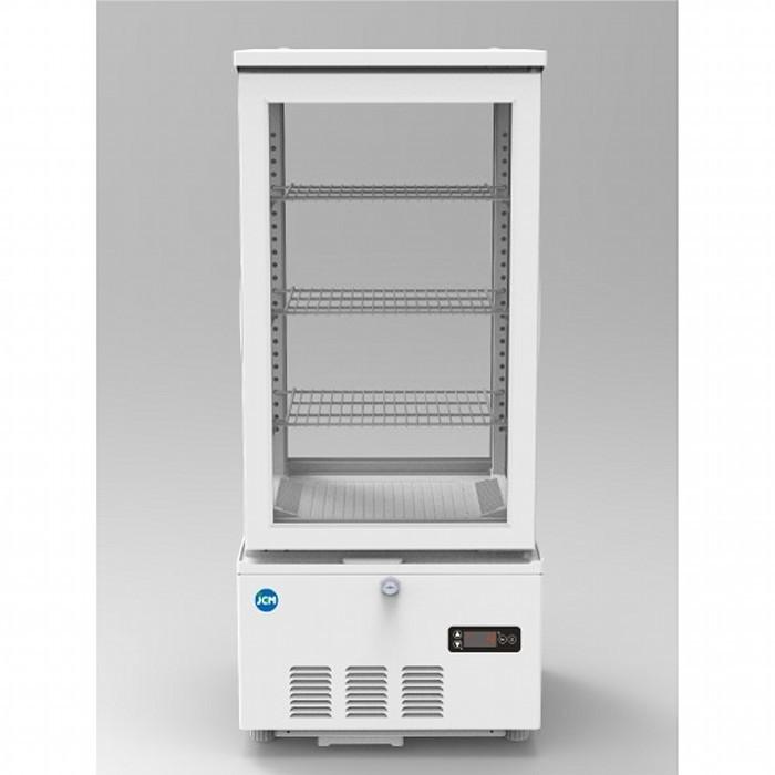 JCM 4面ガラス冷蔵ショーケース 両面扉 2℃〜12℃ 83L JCMS-83W 冷蔵庫 ジェーシーエム　送料無料・代引き不可
