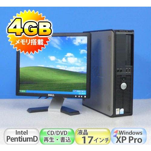 中古パソコン　 送料無料 メモリ4GB  DELL Optiplex745DT PentiumD 2.8GHz WindowsXP Pro 17TFT液晶 dtb-237｜pchands