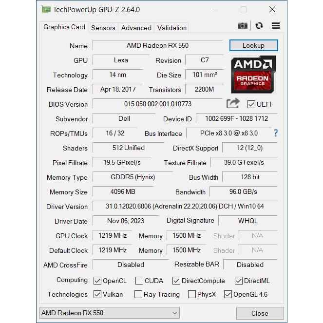 AMD グラフィックカード Radeon RX550 GDDR5 4GB Displayport AMD グラフィックカード Radeon RX550 GDDR5 4GB Displayport