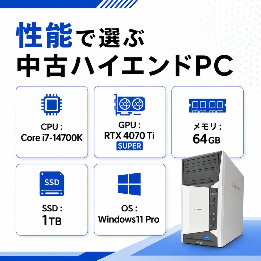 Endeavor 中古デスクトップパソコン Windows11 Pro エプソン EPSON