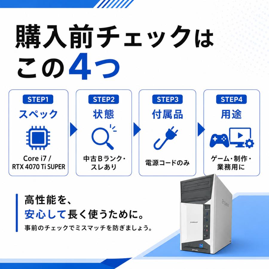 Endeavor 中古デスクトップパソコン Windows11 Pro エプソン EPSON