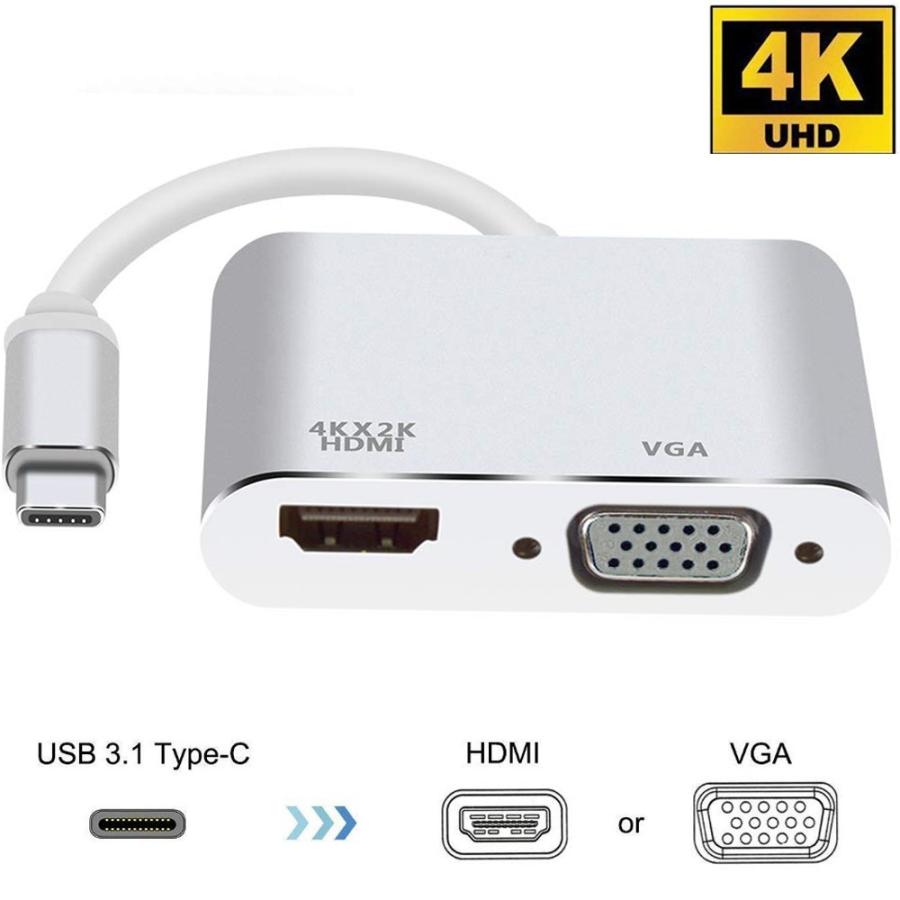 最大22% OFF】 新品 USB C HDMI VGA 変換 アダプタ 4K 1080P 2in1 変換