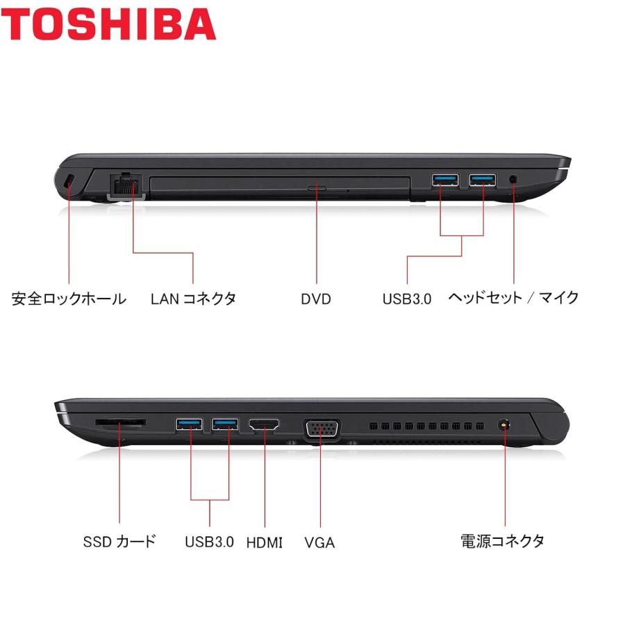 TOSHIBA 15.6型 薄型 第5世代 Core i5 メモリ 16GB 新品SSD 512GB MicrosoftOffice2019 Window11 テンキー搭載 HDMI VGA USB3.0 Wifi 中古ノートパソコン B35｜pclife｜07