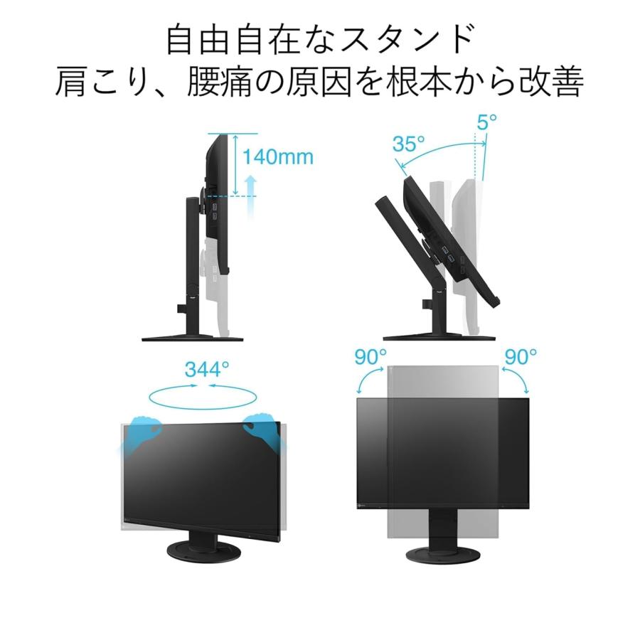 EIZO モニター 22.5インチ FlexScan EV2360 IPSパネル 1920x1200 16:10 HDMI DP 高さ調整 画面回転 中古ディスプレイ | DELL | 04