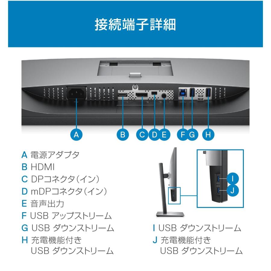 Dell フレームレス 27インチ モニター U2718Q IPSパネル 3840x2160 4K HDMI 画面回転 高さ調整 中古ディスプレイ | DELL | 04