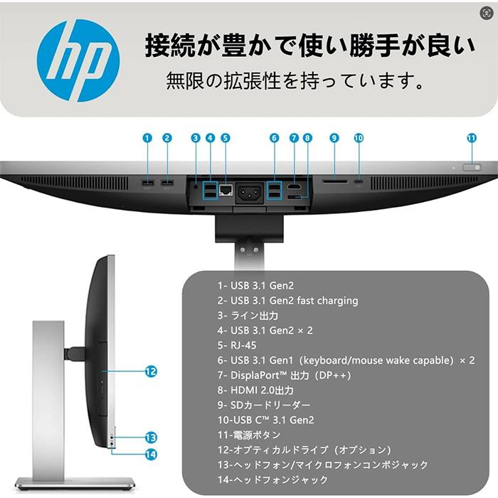 HP EliteDesk Win11 快速i3 8G SSD 23.8'モニター HP EliteDisplay 23.8インチワイドドッキングモニター E243d 製品詳細