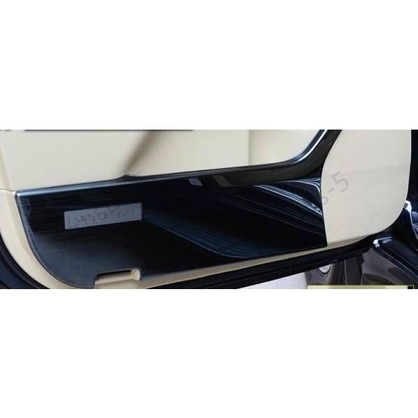 トヨタ ランドクルーザー LAND CRUISER 200系 専用 フロントリアドアカバー4P ドアプロテクター ステンレス製ブラック（銀文字）