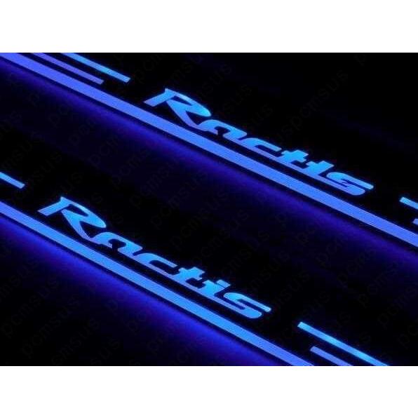 トヨタ ラクティス スカッフプレート Ractis NCP120 LED 流れる 青 シーケンシャル ブルー 鏡面 電装 内装 ２枚セット  TOYOTA DIY