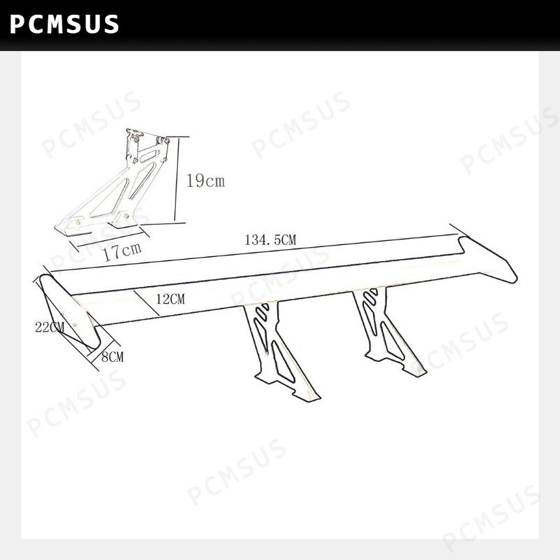 アルミ製 GTウイング ハッチバック用 1350mm 黒 汎用 角度可変式 リア ウィング スポイラー ランエボ スカイライン GTR シルビア 180SX｜pcmsus｜05