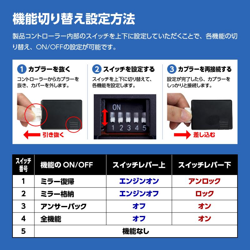 ハイエース 9型 専用ミラー格納キット｜ドアロック連動 自動格納 