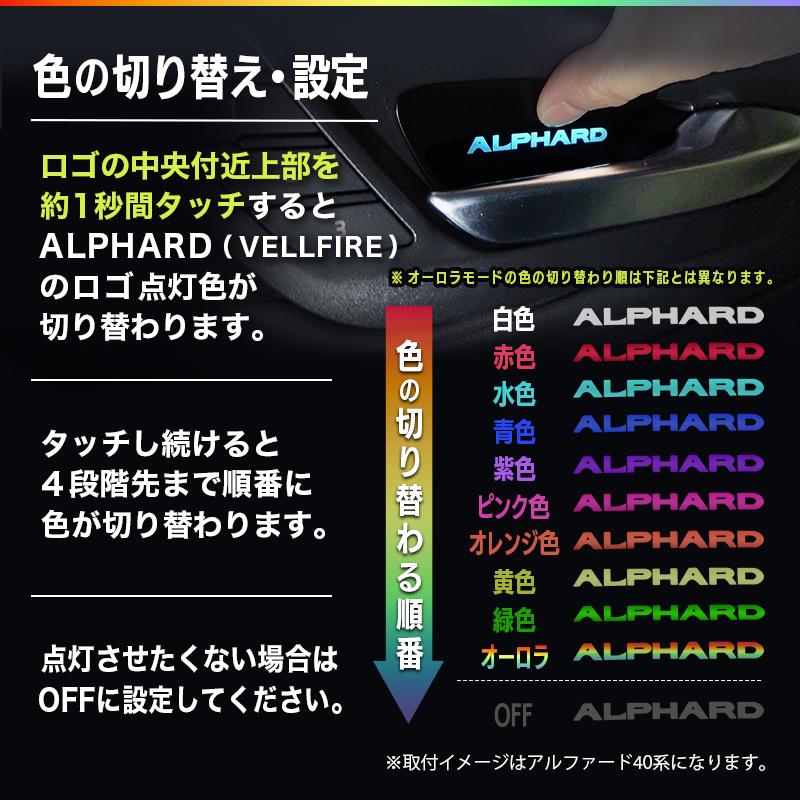 TOYOTA アルファード40系 ヴェルファイア40系専用 インナーハンドル LEDイルミネーションライト 9色切替バージョン｜pcparts｜09