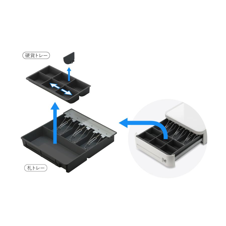DR-W01-TS36W / DR-W01-TS36B (ホワイト/ブラック）リアレジ対応 収納スペース付きコンパクトモジュラーキャッシュドロア (3札6硬貨) シチズン・システムズ | CITIZEN | 11