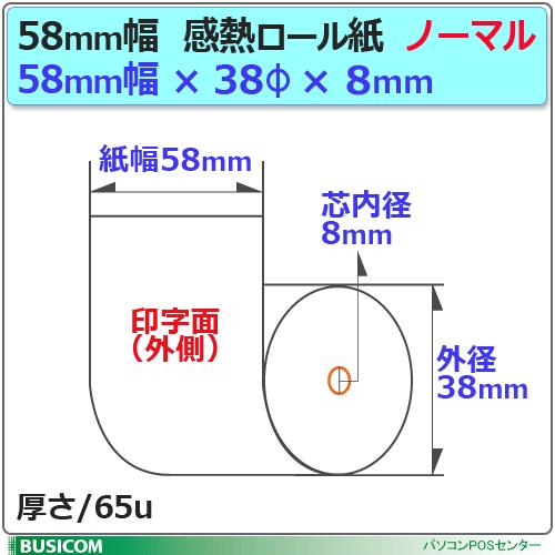 感熱ロール紙 感熱レジロール紙 感熱紙 58mm×38mm×8 芯なし 国産 感熱ロール紙 感熱レジロール紙 感熱紙 58mm×38mm×8 芯なし 国産