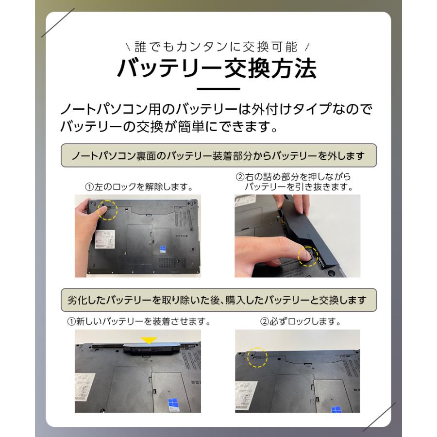 非純正品】【Win10/Win11対応】互換用 新品 ノートパソコンバッテリー