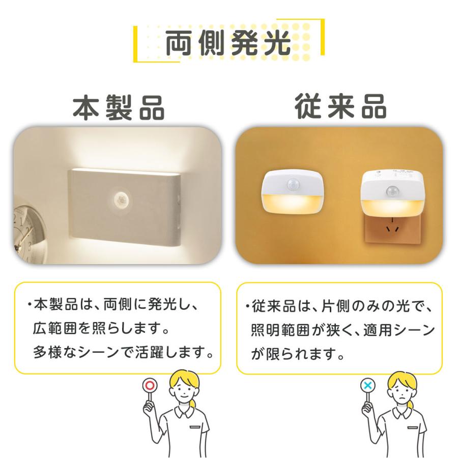 【2点セット】 センサーライト 充電式 常夜灯 LEDライト 足元灯 フットライト 屋内 ナイトライト エコ 補助灯 授乳灯 授乳ライト 電球 玄関 廊下 トイレ 寝室｜pctky｜06