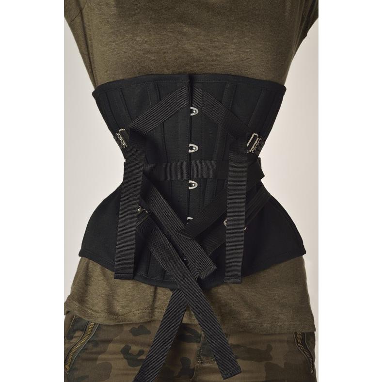 【週末限定】ピュアワン pureone corsetファンレーシングコルセット 砂時計型ファンレーシング（ブラック ピュアワン コルセット ワークス