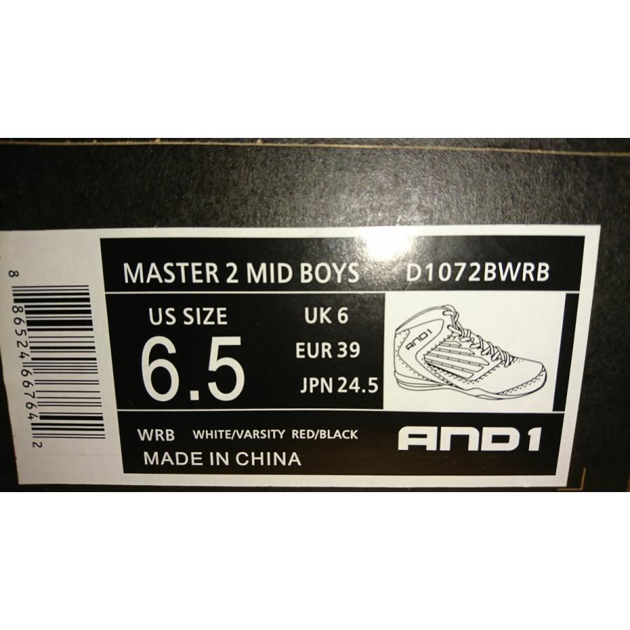 AND1 MASTER 2 MID BOYS ジュニア用バスケットシューズ D1072BWRB　サイズ24.5 | AND1 | 01