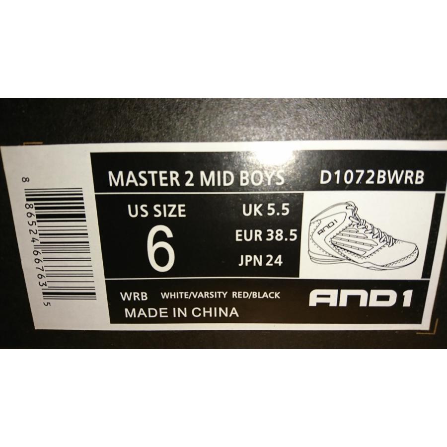 AND1 MASTER 2 MID BOYS ジュニア用バスケットシューズ D1072BWRB　サイズ24 | AND1 | 01