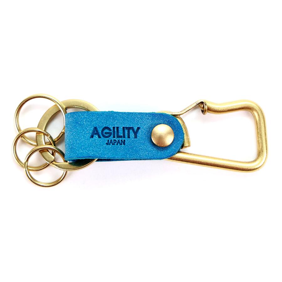 【ネコポス】カラビナ レザー 革 キーホルダー ベルトループ 小物 キーリング 牛革 ターコイズブルー AGILITY affa アジリティアッファ ブローシュ[M便 9/10] | AGILITY | 08