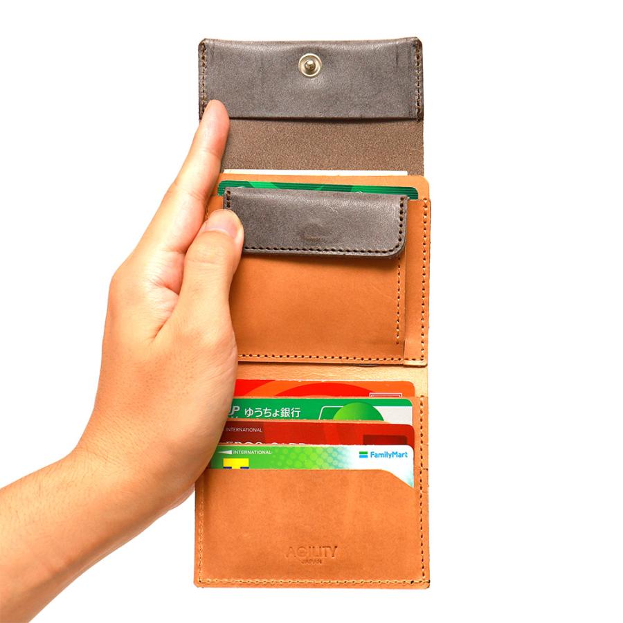 AGILITY 二つ折り財布 縦使い 縦開き キャッシュレス財布 コンパクト