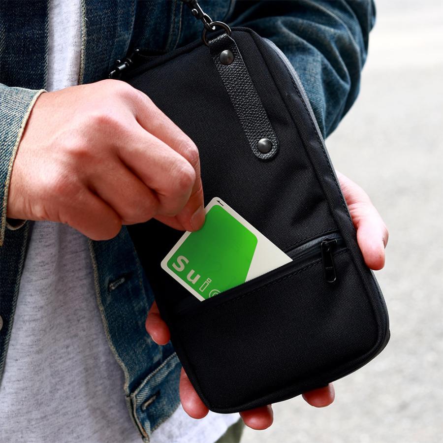 スマホショルダー メンズ  スマホポーチ ポシェット A6 長財布が入る サコッシュ 縦 本革 撥水 レザー AGILITY affa アジリティアッファ パークポシェットLの画像