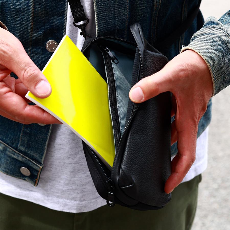 スマホショルダー メンズ  スマホポーチ ポシェット A6 長財布が入る サコッシュ 縦 本革 撥水 レザー AGILITY affa アジリティアッファ パークポシェットLの画像
