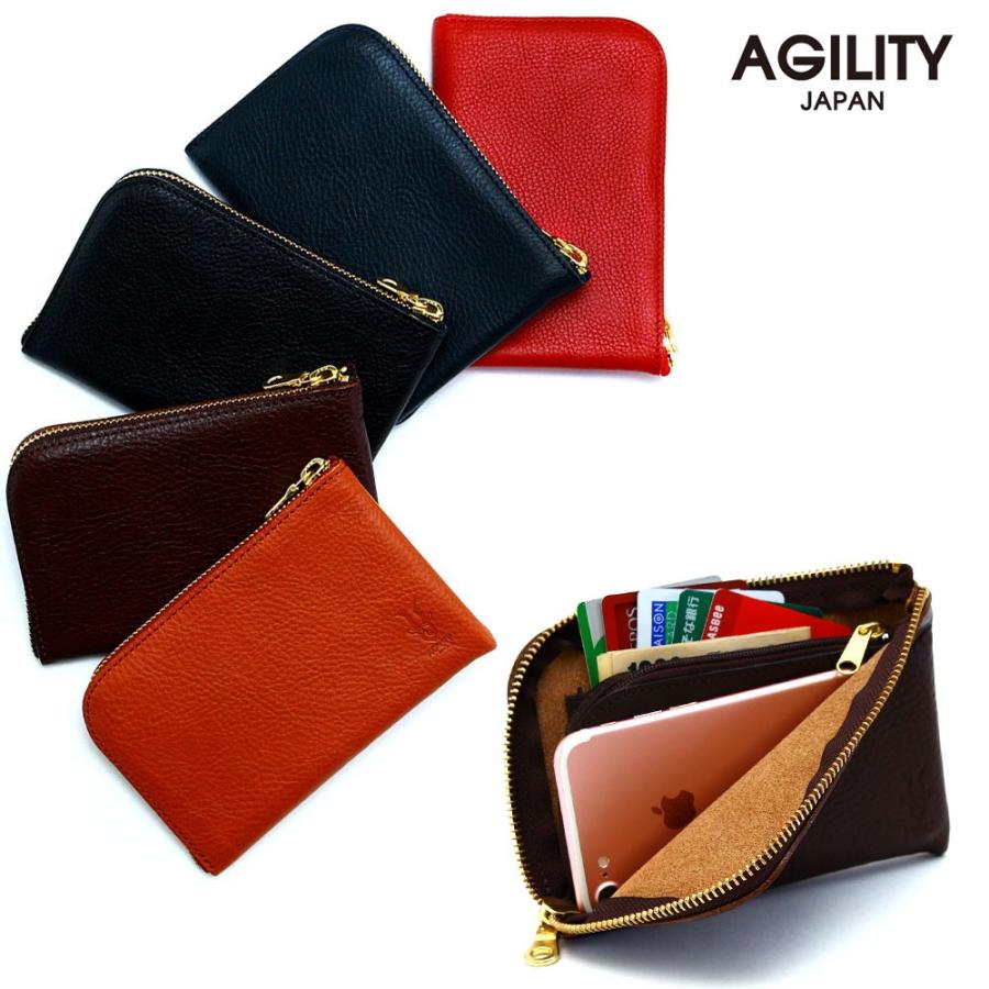 iPhone SE対応 スマホが入る財布 革 折財布 L字ファスナー ハーフウォレット AGILITY affa アジリティ アッファ スマートウォレット | AGILITY
