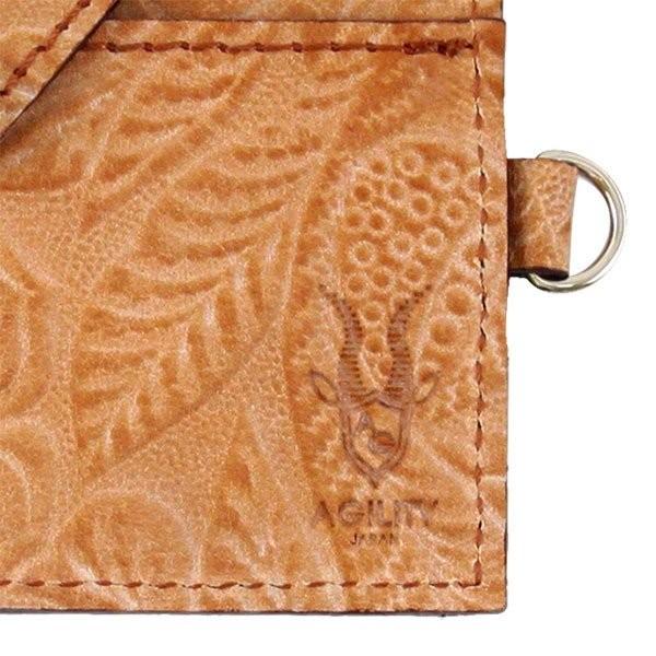 IDカードホルダー リール付き 本革 牛革 フラワー 型押し 社員証 入館証 名札 AGILITY affa アジリティ アッファ リールIDホルダー | AGILITY | 18