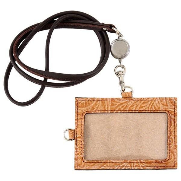 IDカードホルダー リール付き 本革 牛革 フラワー 型押し 社員証 入館証 名札 AGILITY affa アジリティ アッファ リールIDホルダー | AGILITY | 20