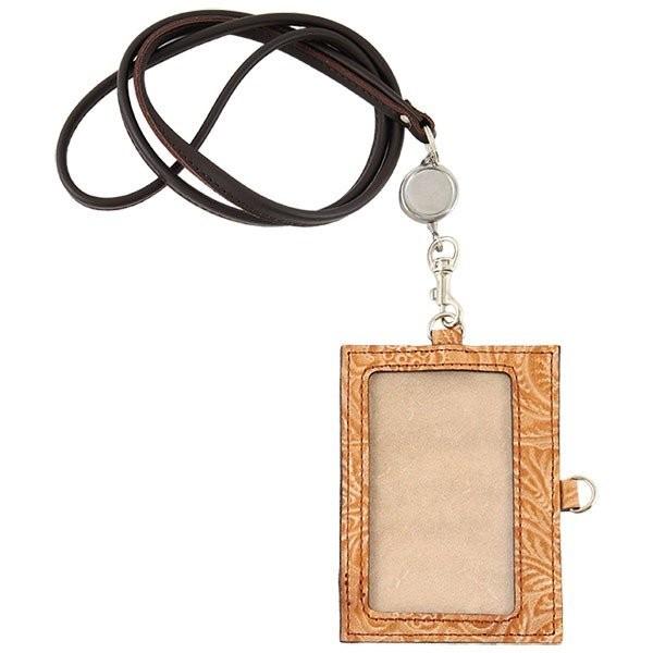 IDカードホルダー リール付き 本革 牛革 フラワー 型押し 社員証 入館証 名札 AGILITY affa アジリティ アッファ リールIDホルダー | AGILITY | 21