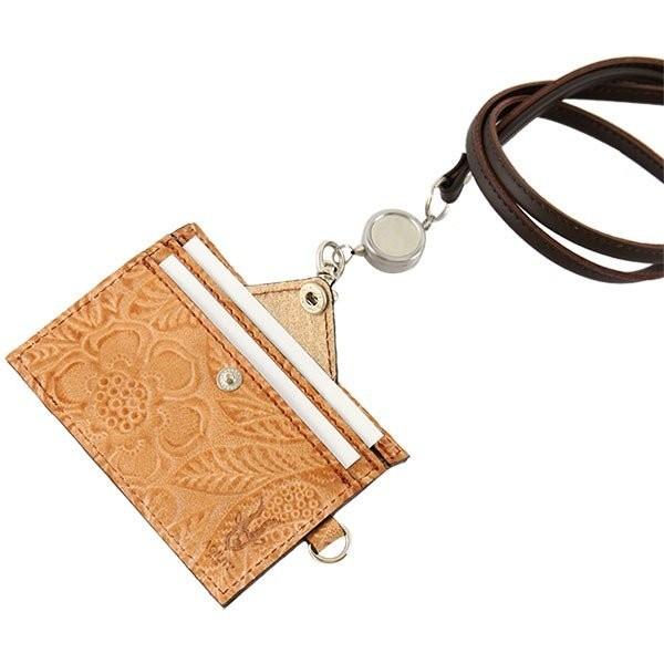 IDカードホルダー リール付き 本革 牛革 フラワー 型押し 社員証 入館証 名札 AGILITY affa アジリティ アッファ リールIDホルダー | AGILITY | 22